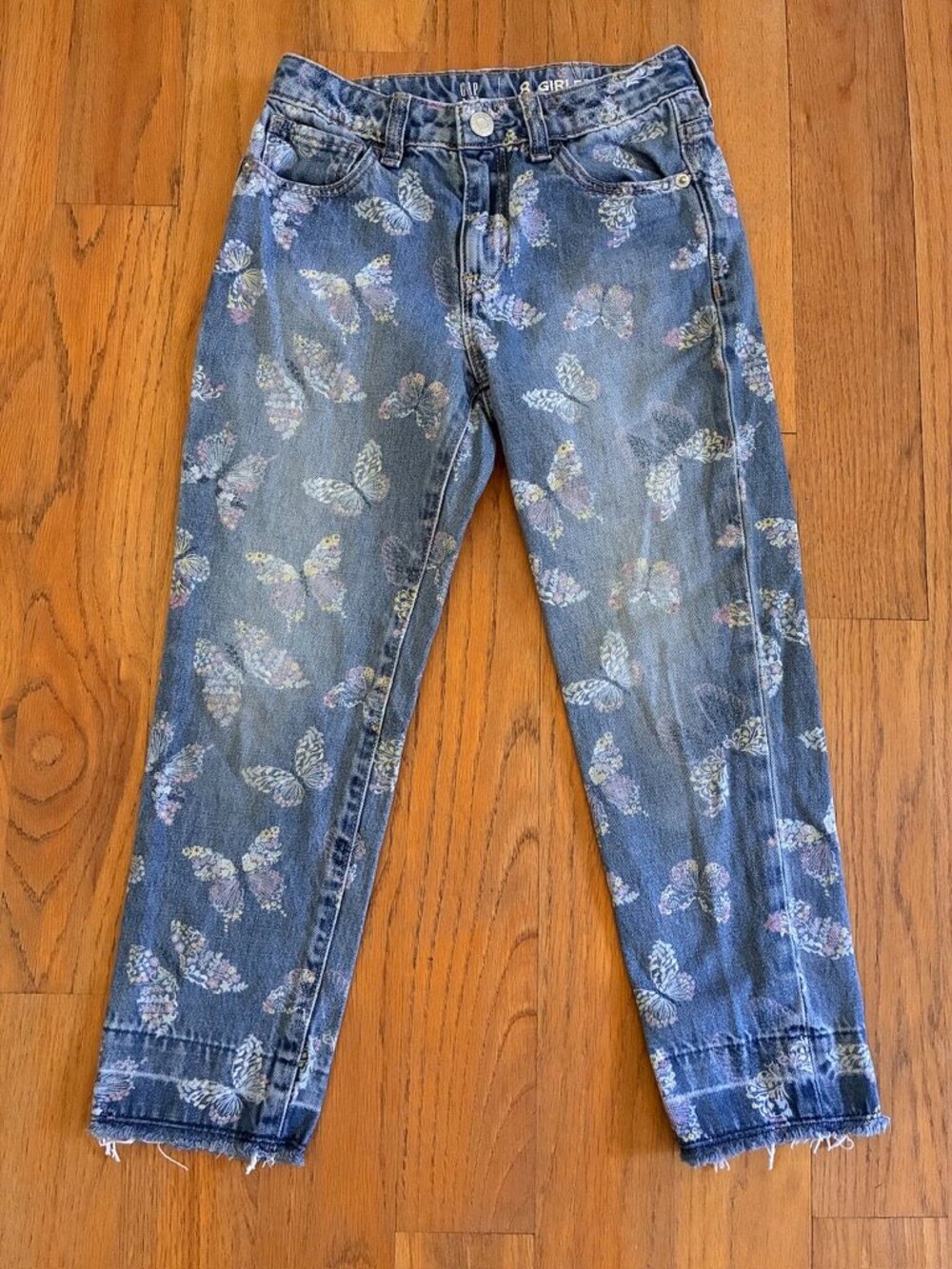 Gap Kids Girls Butterfly Girlfriend Jeans Floral Denim Size 8